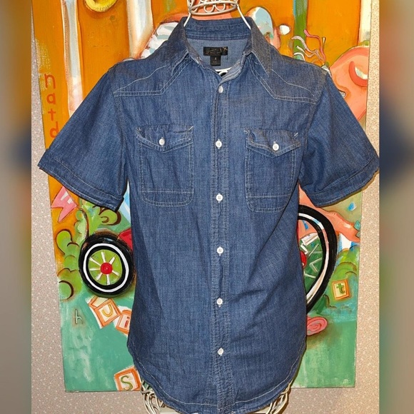 Vintage Unisex Helix Short Sleeve Jean Shirt - Small - Picture 1 of 4